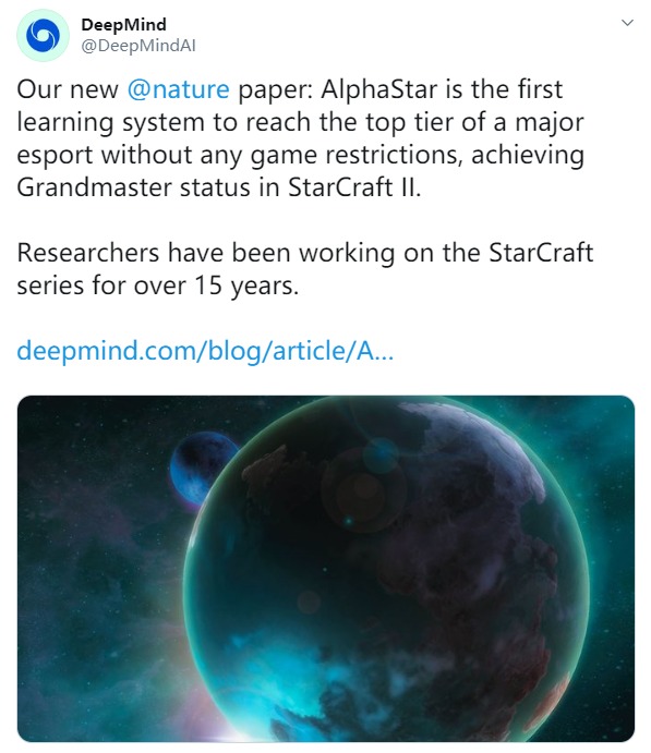 AlphaStar《星际2》三种族全登宗师 强于99.8%玩家