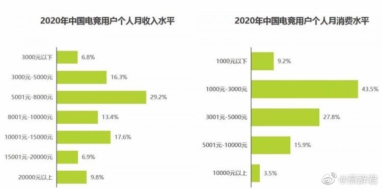 2020年中国电竞用户收入水平 超50%月收入低于8000元