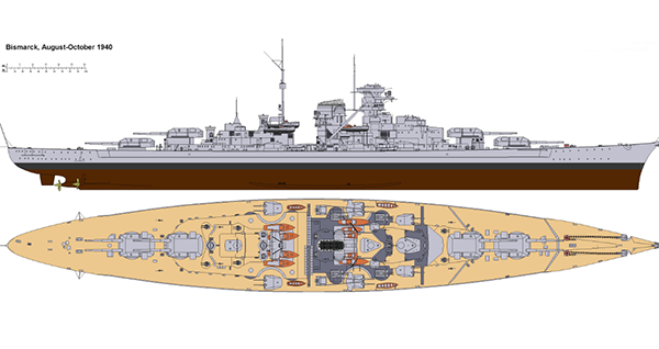俾斯麦号战列舰三视图图片