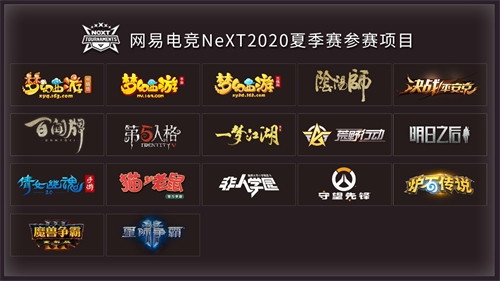 2020网易电竞NeXT夏季赛7月18日开战， 18个参赛项目阵容首发