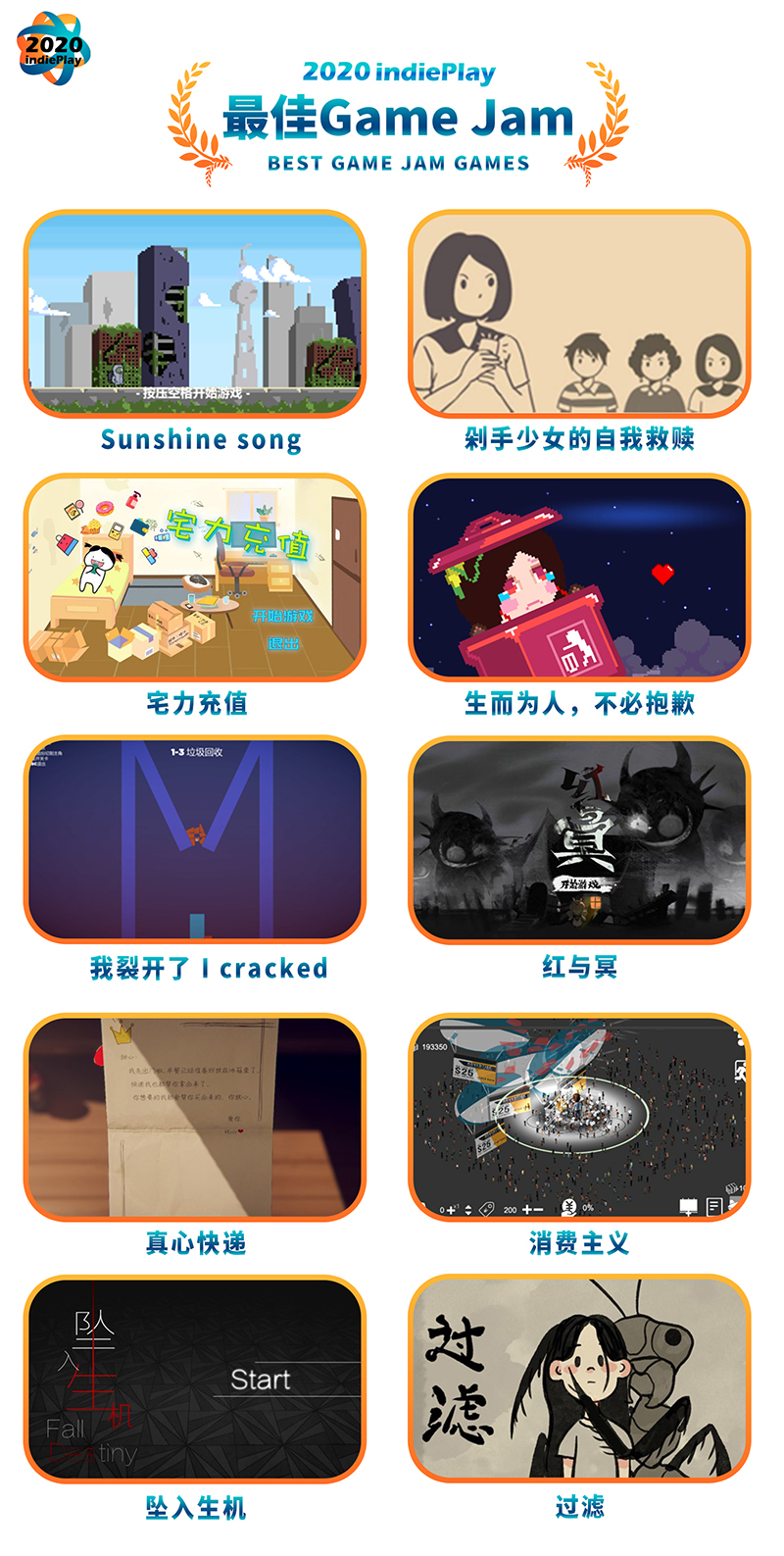 2020 indiePlay中国独立游戏大赛入围名单公布！