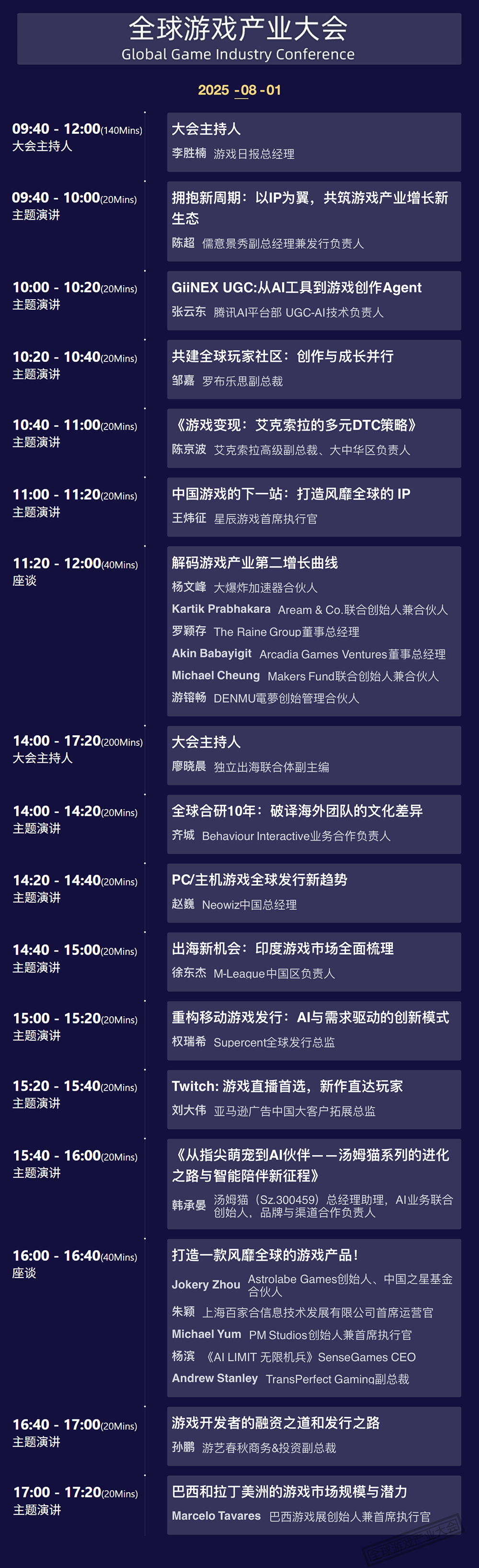 2025 ChinaJoy 全球游戏产业大会嘉宾议程公布！