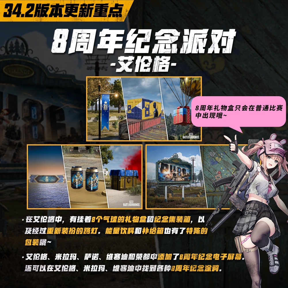 8载同行, 吃鸡有你 PUBG34.2版本更新 八周年庆典开启