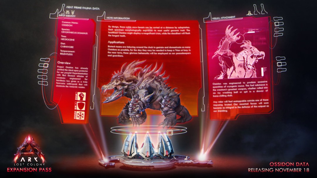《方舟：生存飞升》新生物奥西顿生物图谱首曝，罗克韦尔笔记公布