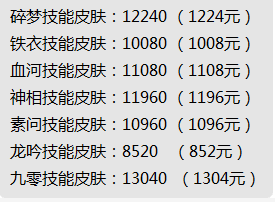 《逆水寒》技能时装商城价格介绍