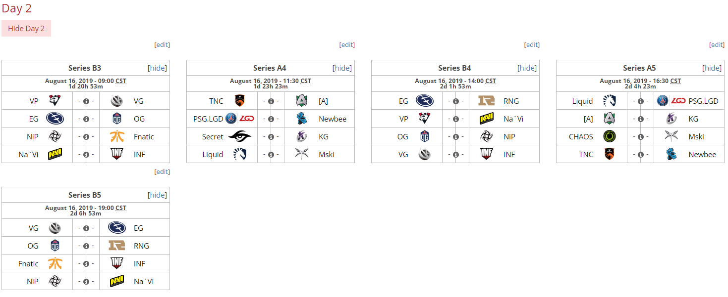 《DOTA2》TI9小组赛赛程安排时间表