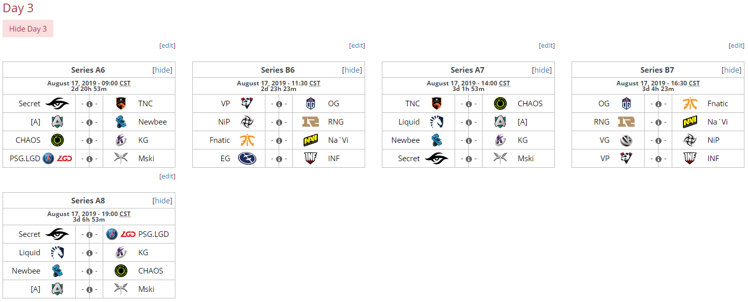 《DOTA2》TI9小组赛赛程安排时间表