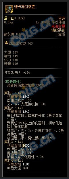 DNF110级暗强套装属性介绍