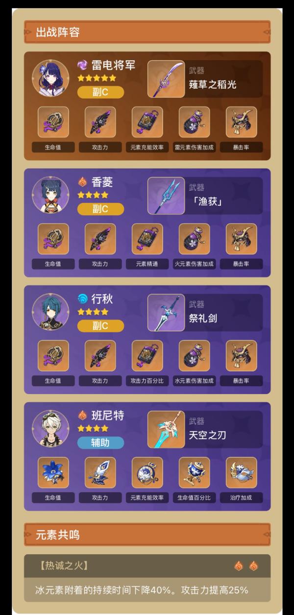 原神2.5雷神国家队怎么配队