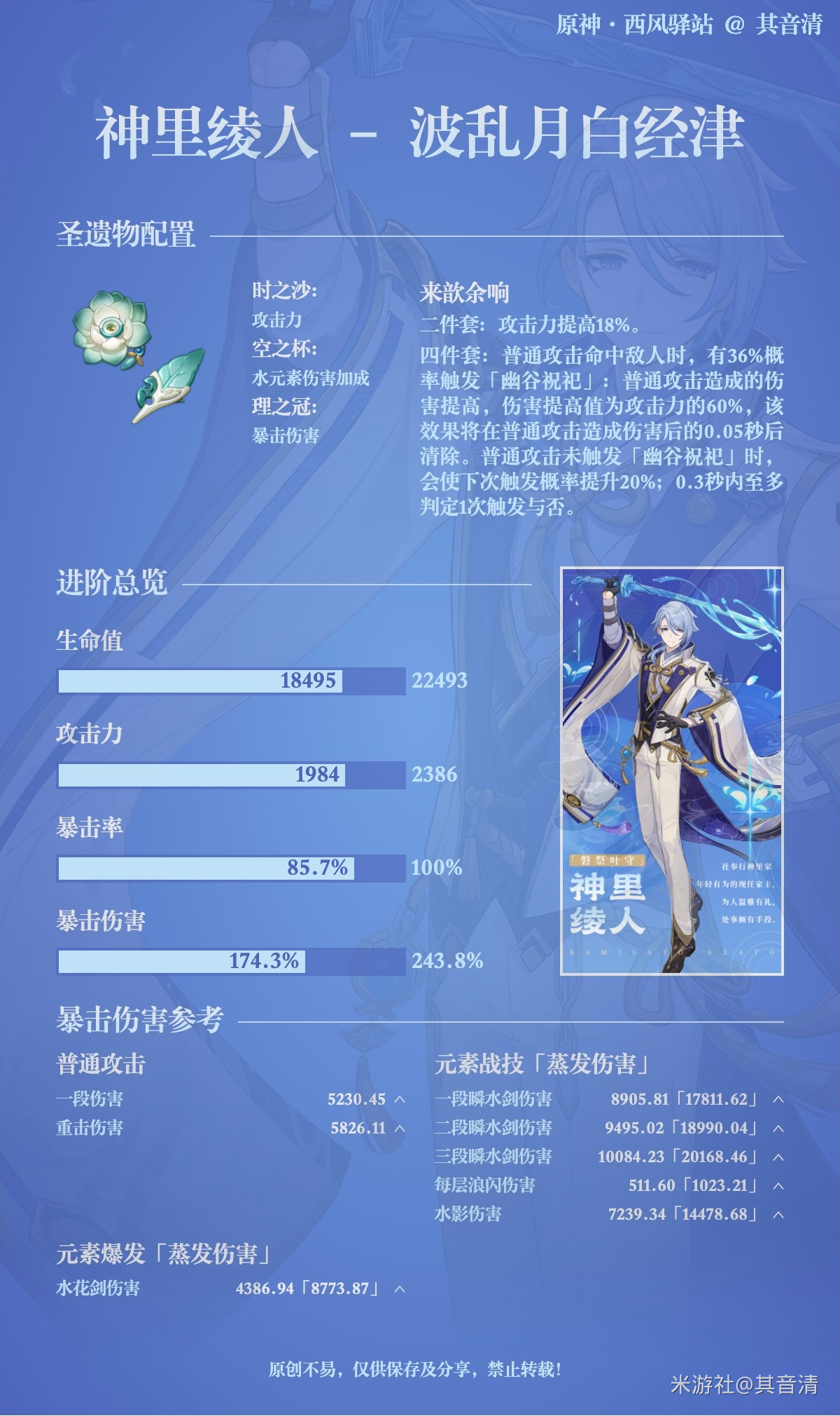 原神2.6神里绫人毕业属性是多少