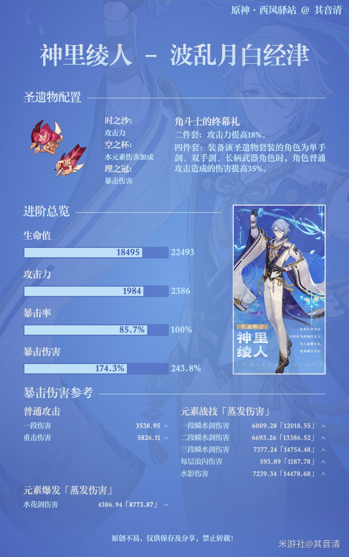 原神2.6神里绫人毕业属性是多少