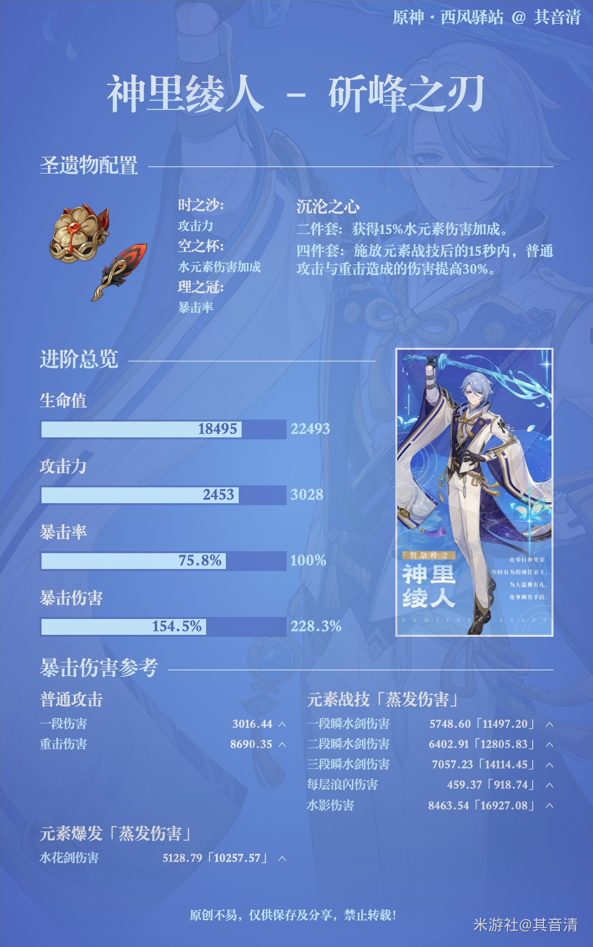原神2.6神里绫人毕业属性是多少
