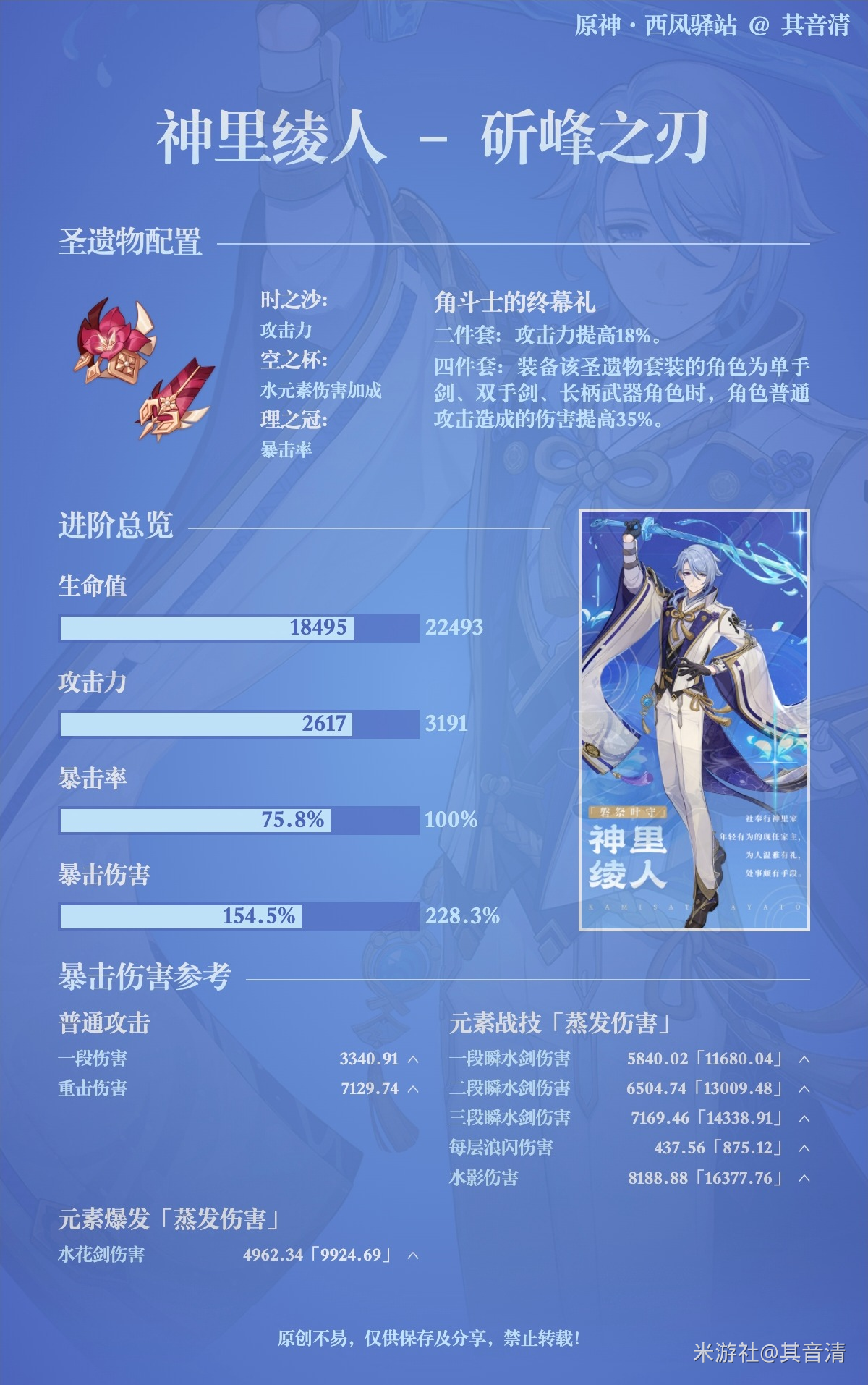 原神2.6神里绫人毕业属性是多少