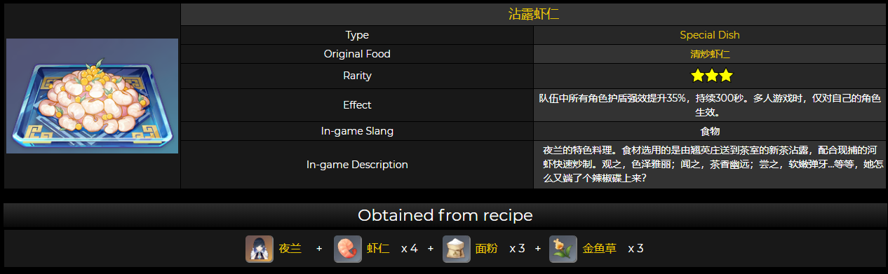 原神沾露虾仁食谱怎么获得