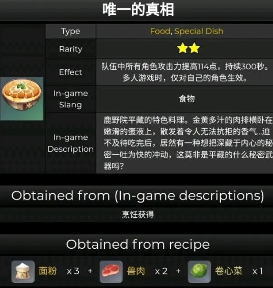 原神唯一的真相是谁的特殊料理