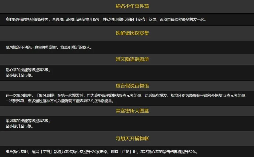 原神鹿野院平藏技能命座数据介绍