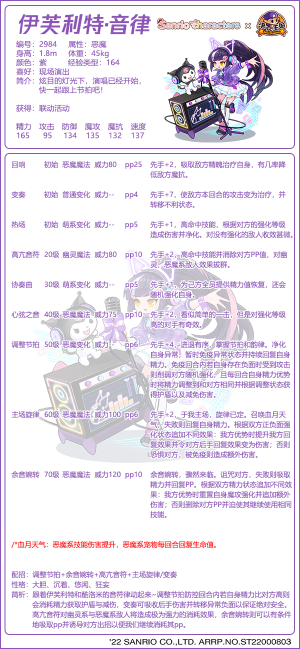 洛克王国伊芙利特音律配招推荐