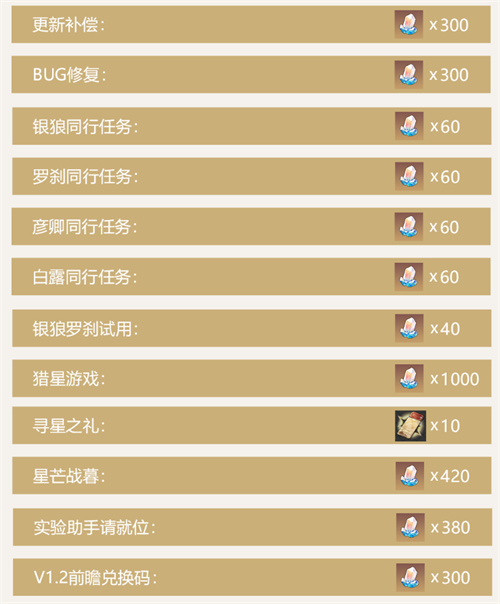 崩坏星穹铁道1.1版本有多少抽