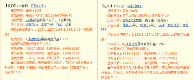 梦幻西游狂豹和童子的差别是什么