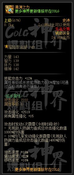 DNF清渊之力属性一览