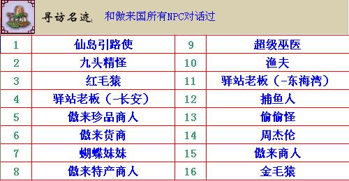 梦幻西游npc成就攻略