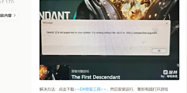 第一后裔C++或DX12报错怎么办