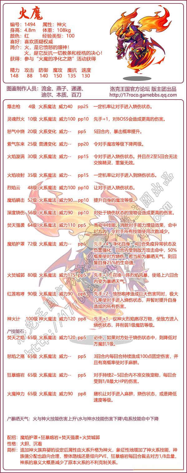 洛克王国火魔技能表
