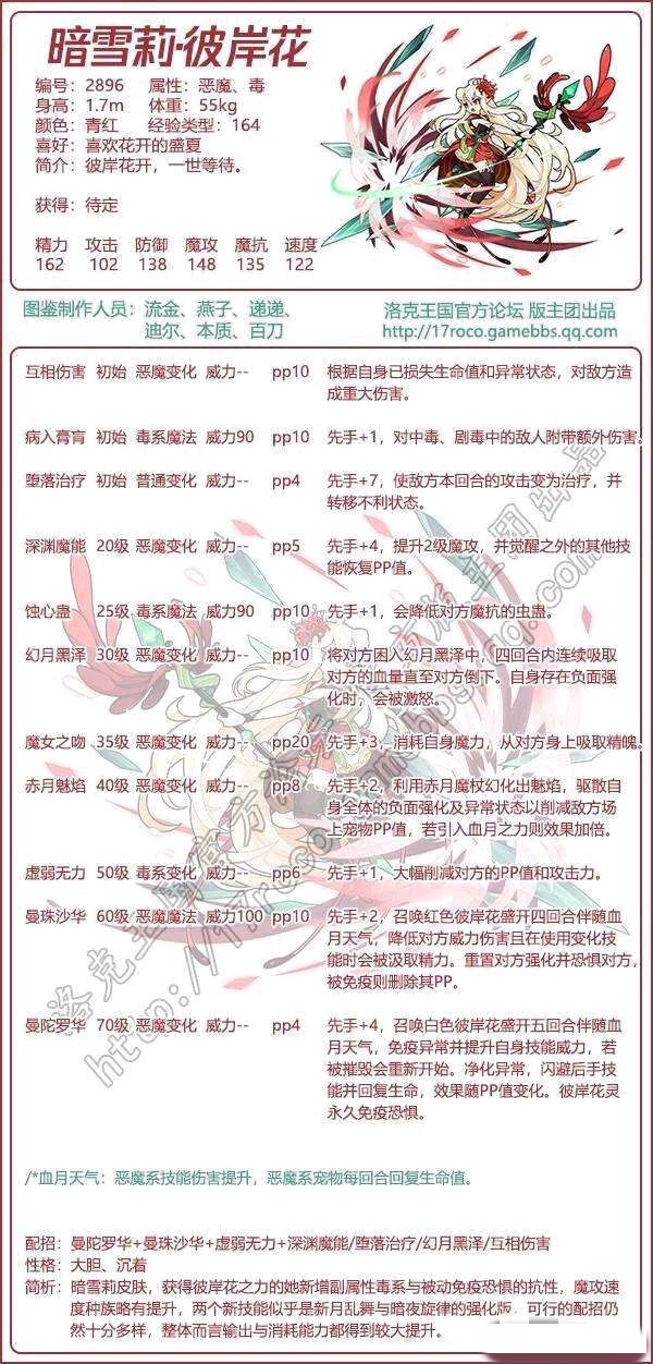 洛克王国暗雪莉彼岸花性格推荐