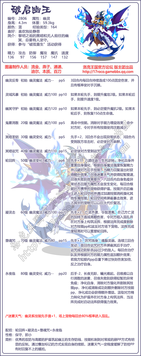 洛克王国破启幽王技能搭配