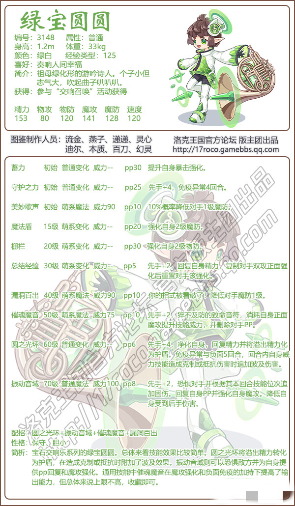 洛克王国绿宝圆圆技能表