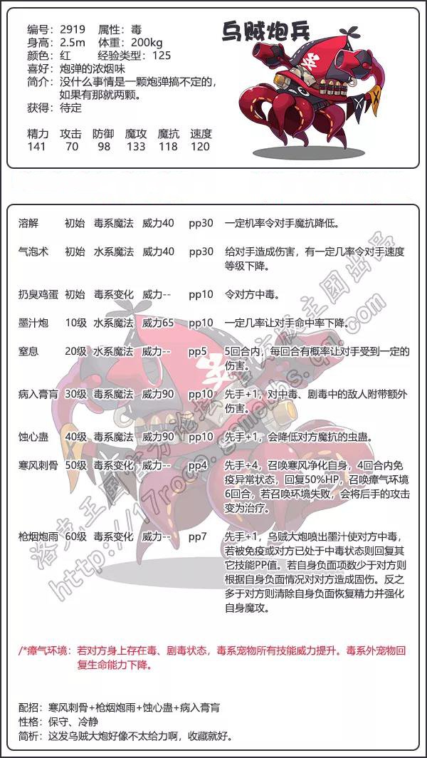 洛克王国乌贼炮兵性格推荐