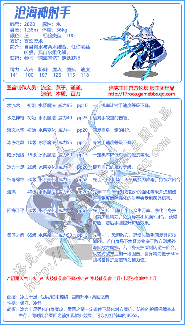 洛克王国沧海神射手技能表