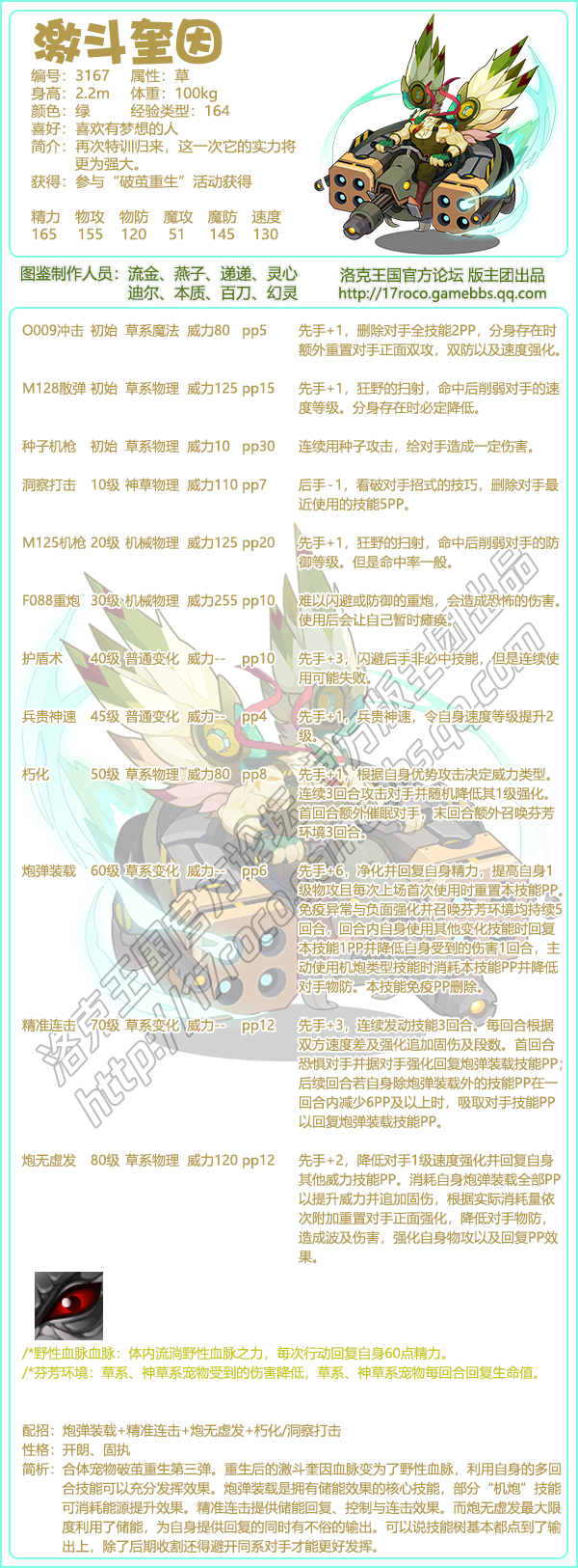 洛克王国激斗奎因技能表