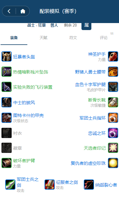 魔兽世界plusP2战士团本前BIS装备推荐