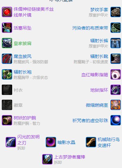 魔兽世界plusP2牧师输出BIS装备推荐