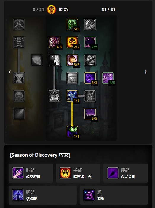 魔兽世界plus二阶段牧师符文天赋推荐