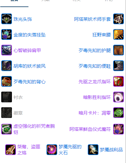 魔兽世界plusP3暗牧团本前BIS装备推荐