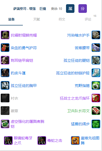 魔兽世界plusP3增强萨团本前BIS装备推荐