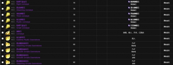 魔兽世界wlk宝石属性一览表