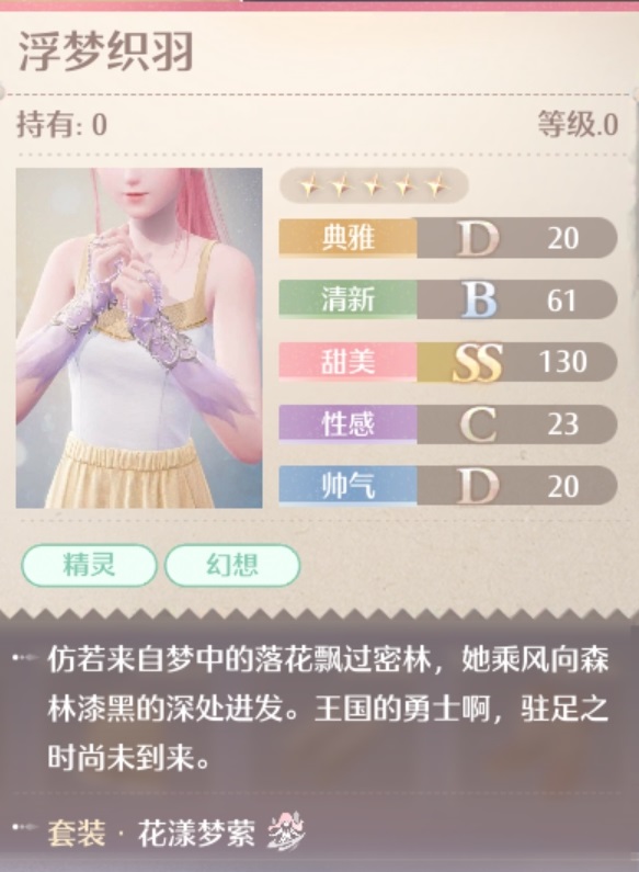 无限暖暖花漾梦萦套装属性一览