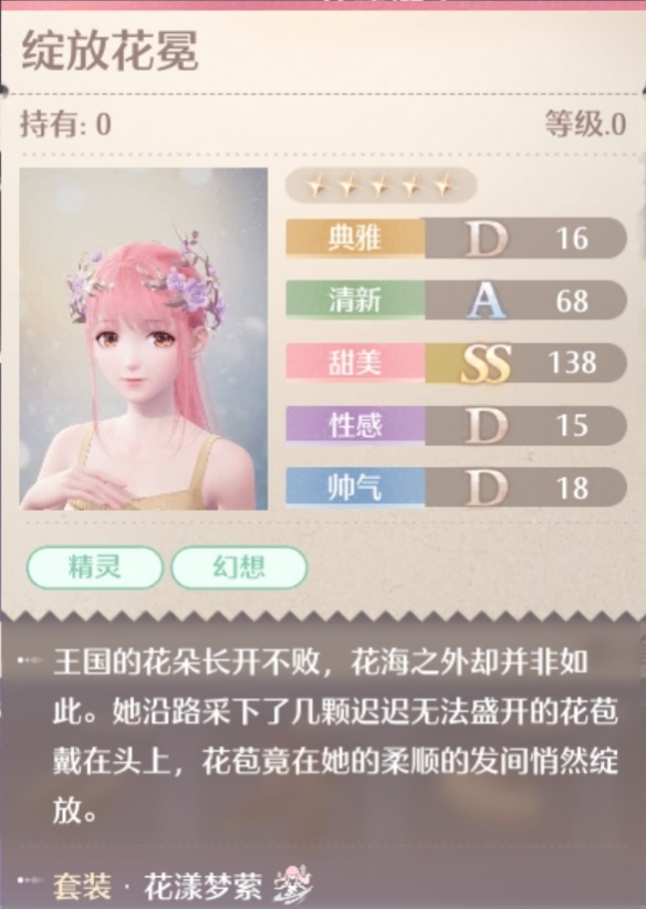 无限暖暖花漾梦萦套装属性一览