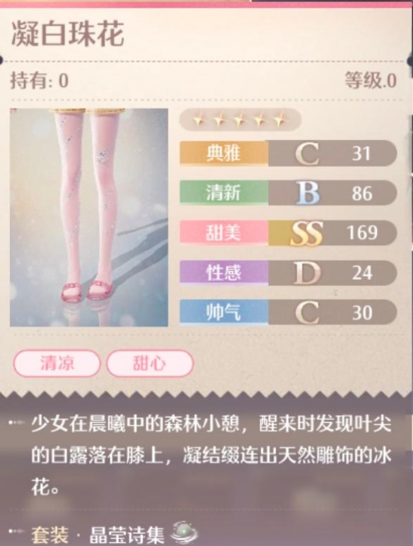 无限暖暖晶莹诗集套装属性一览