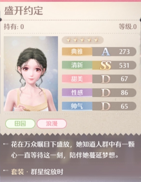 无限暖暖群星绽放时套装属性一览