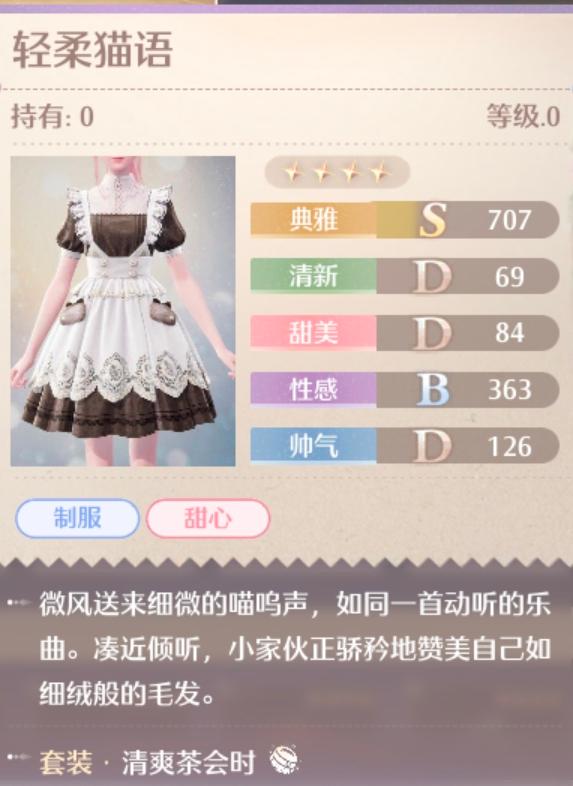 无限暖暖清爽茶会时套装属性一览