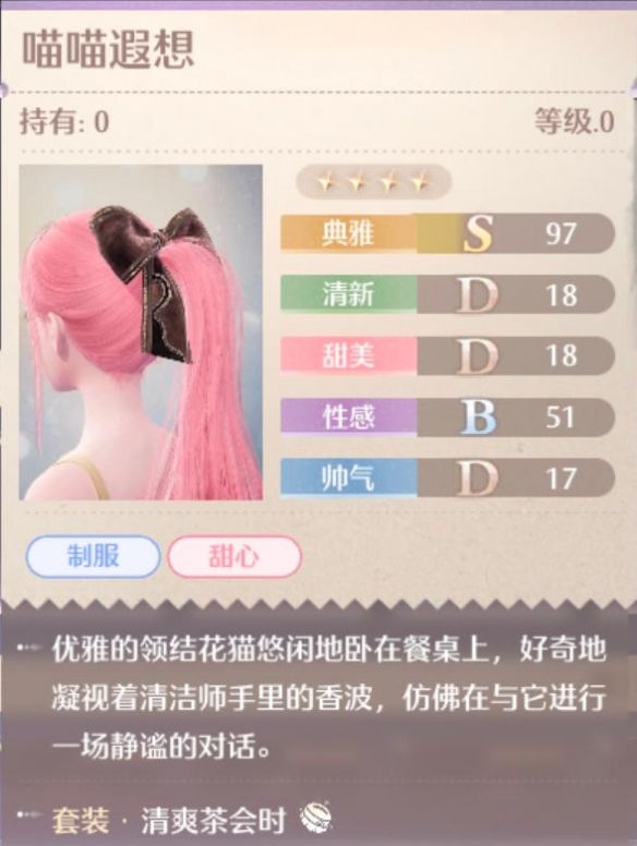 无限暖暖清爽茶会时套装属性一览