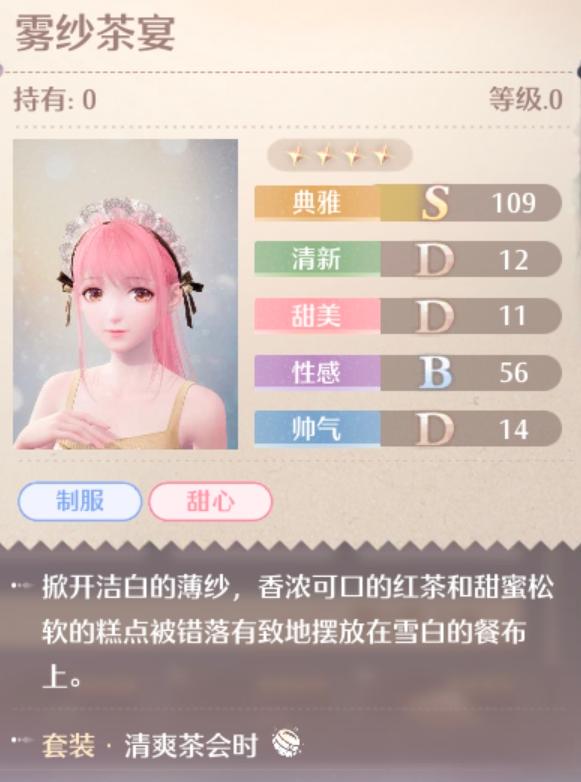 无限暖暖清爽茶会时套装属性一览