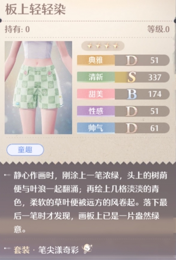 无限暖暖笔尖漾奇彩套装属性一览