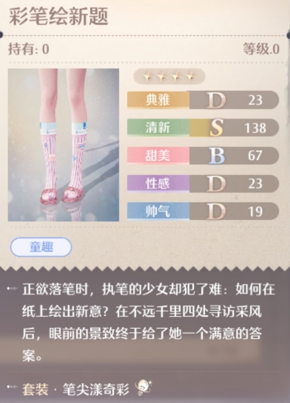 无限暖暖笔尖漾奇彩套装属性一览