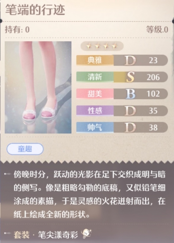 无限暖暖笔尖漾奇彩套装属性一览