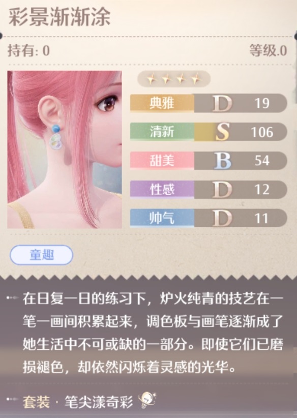 无限暖暖笔尖漾奇彩套装属性一览